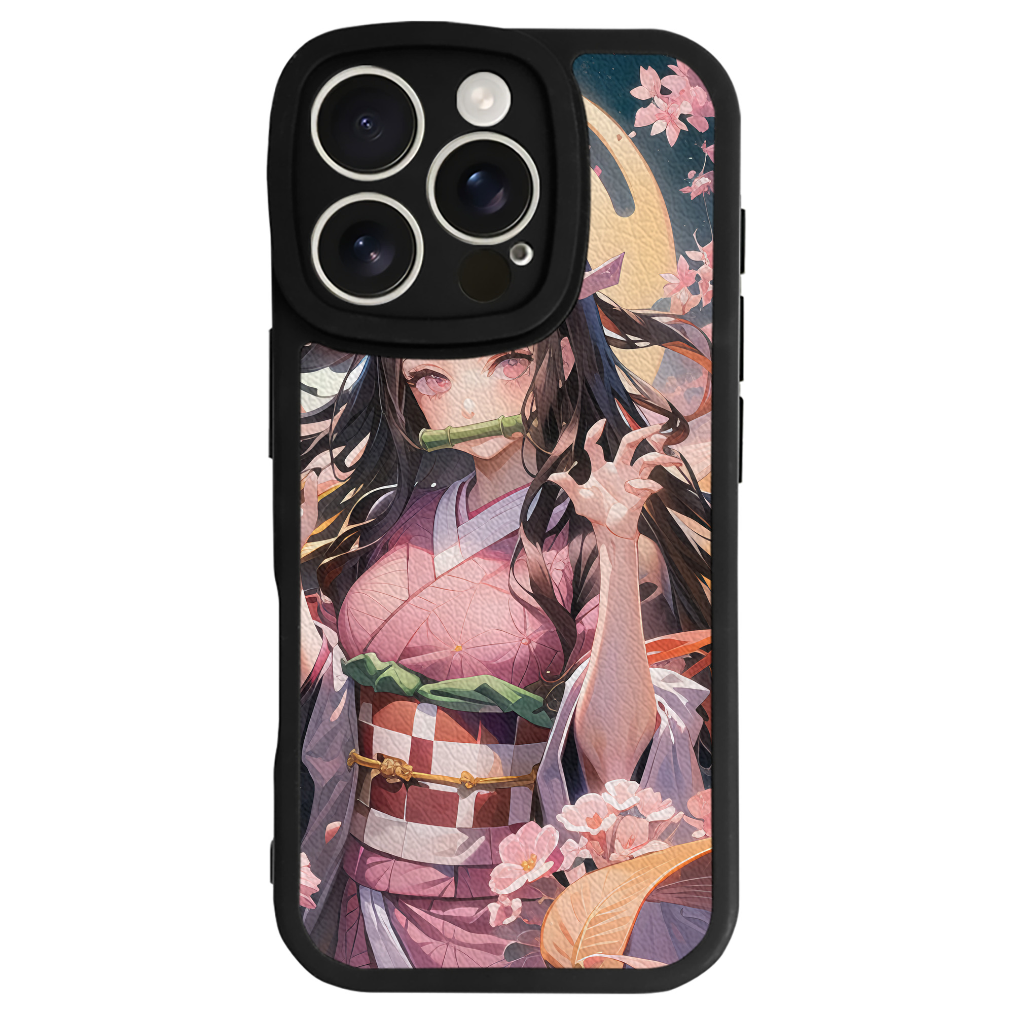 （画像用） 鬼滅の刃（きめつのやいば）竈門 禰󠄀豆子／かまど ねずこ Kamado Nezuko 【iPhone 16シリーズ対応】シリコンスマホケース（レザー調） 材質：シリコン